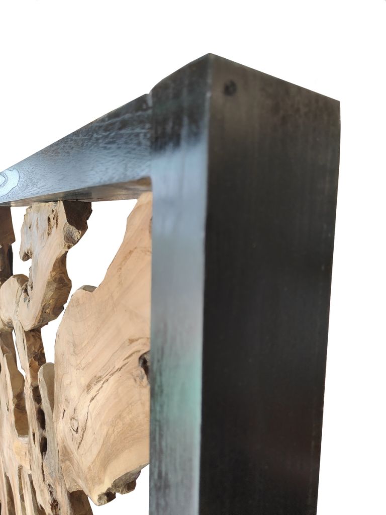 SEPARATION DECORATIVE EN RACINE DE TECK ET BOIS NOIR 100 X 200 X 40 CM - Photo N°4