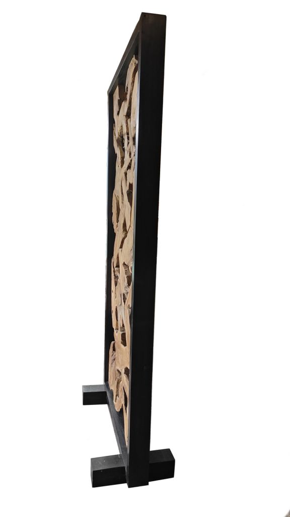 SEPARATION DECORATIVE EN RACINE DE TECK ET BOIS NOIR 100 X 200 X 40 CM - Photo N°5