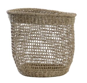 PANIER CACHE POT EN JONC DE MER NATUREL STRUCTURE SOUPLE  35 x 35 x 35 CM