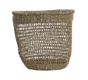 PANIER CACHE POT EN JONC DE MER NATUREL STRUCTURE SOUPLE  30 x 30 x 30 CM