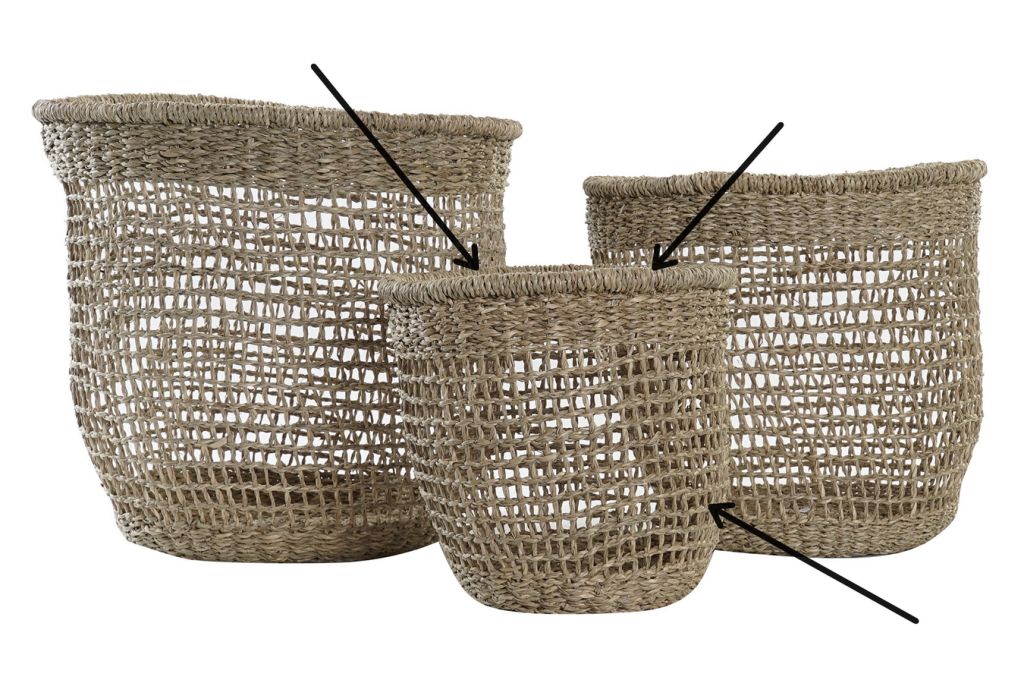 PANIER CACHE POT EN JONC DE MER NATUREL STRUCTURE SOUPLE  23 x 23 x 23 CM - Photo N°5