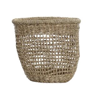 PANIER CACHE POT EN JONC DE MER NATUREL STRUCTURE SOUPLE  23 x 23 x 23 CM