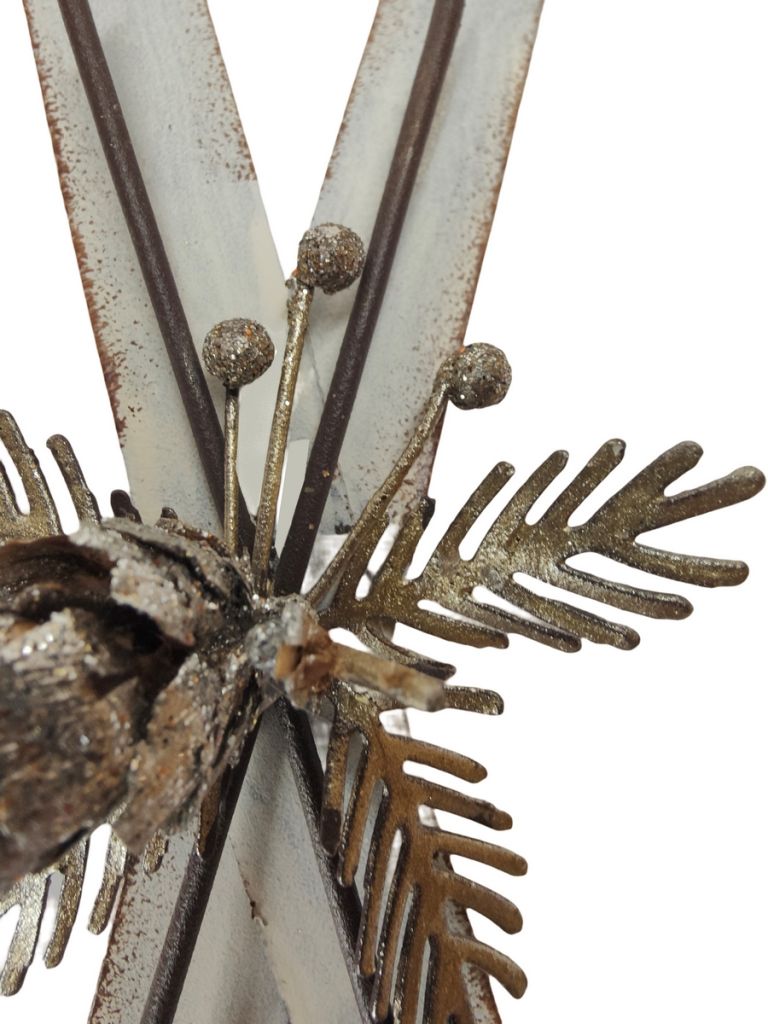 SKIS ARGENTE PAILLETE EN METAL A SUSPENDRE 17 X 7 X 2.2 CM - Photo N°3