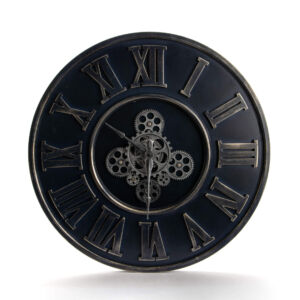 HORLOGE MURALE METAL NOIR ET DORE JEAN ENGRENAGE 60 X 7.5 CM