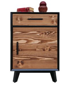 CONFITURIER 1 P 1 T  PIN MASSIF BROSSE STRUCTURE EN MDF NOIR 50 X 45 X 85 CM