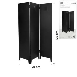 PARAVENT 3 PANNEAUX EN METAL NOIR  120 X 170 CM