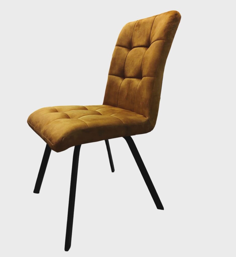 CHAISE ASCOT PIED METAL GRIS MAT ASSISE TISSU VELOURS GOLD 45 X 62 X 89 CM - Photo N°5