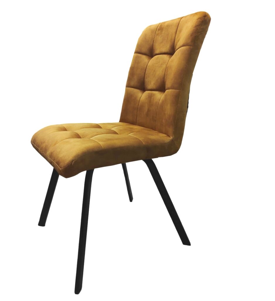 CHAISE ASCOT PIED METAL GRIS MAT ASSISE TISSU VELOURS GOLD 45 X 62 X 89 CM - Photo N°6