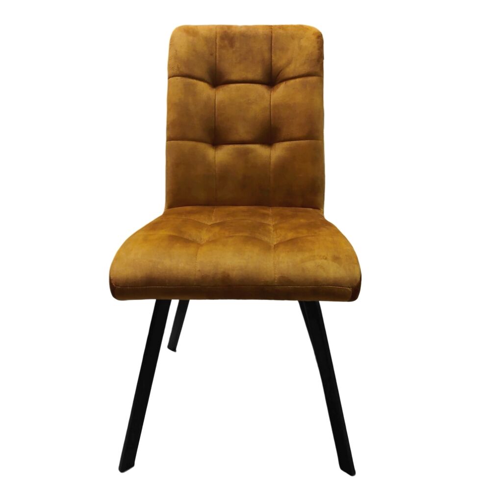 CHAISE ASCOT PIED METAL GRIS MAT ASSISE TISSU VELOURS GOLD 45 X 62 X 89 CM - Photo N°7