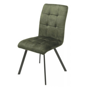 CHAISE ASCOT PIED METAL GRIS MAT ASSISE TISSU VELOURS VERT 45 X 62 X 89 CM