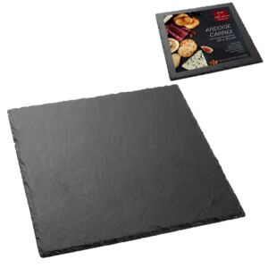 PLATEAU ARDOISE CARRE AVEC PATIN ANTIDERAPANTS 20 x 20 cm