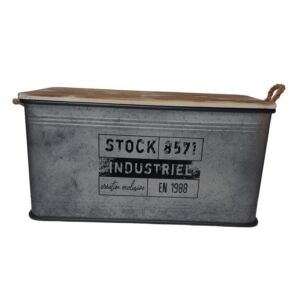 COFFRE DE RANGEMENT METAL COULEUR ACIER GALVANISE  68 x 35.5 x 35 cm