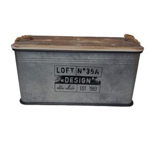 COFFRE DE RANGEMENT METAL COULEUR ACIER GALVANISE  62 x 32 x 31 cm