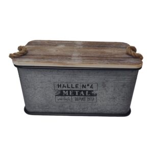 COFFRE DE RANGEMENT METAL COULEUR ACIER GALVANISE  51 x 27 x 27 cm