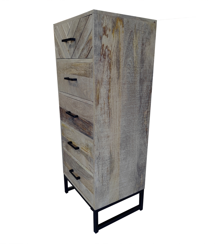 CHIFFONNIER 5 TIROIRS MANGUIER MASSIF 110 X 45 X 35  CM - Photo N°3