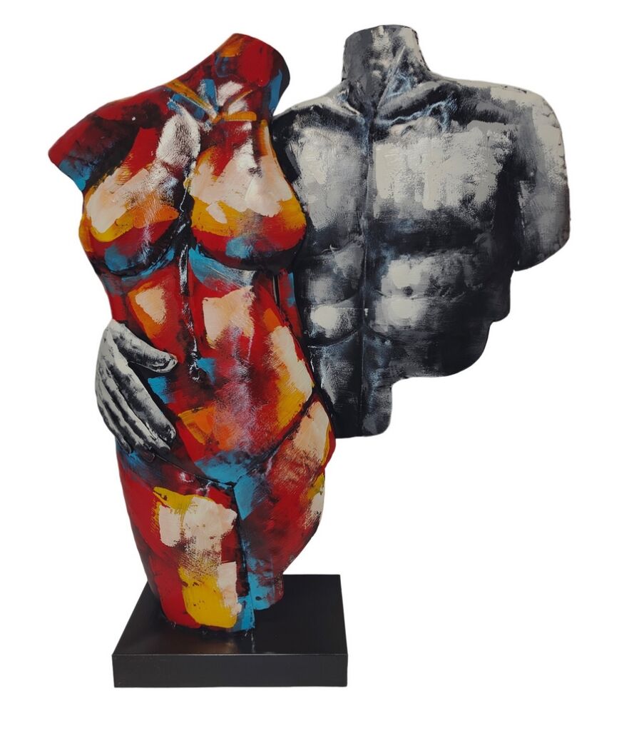STATUE PIGMENT METAL BUSTES COUPLE 54 x 72 x 16 cm - Photo N°2