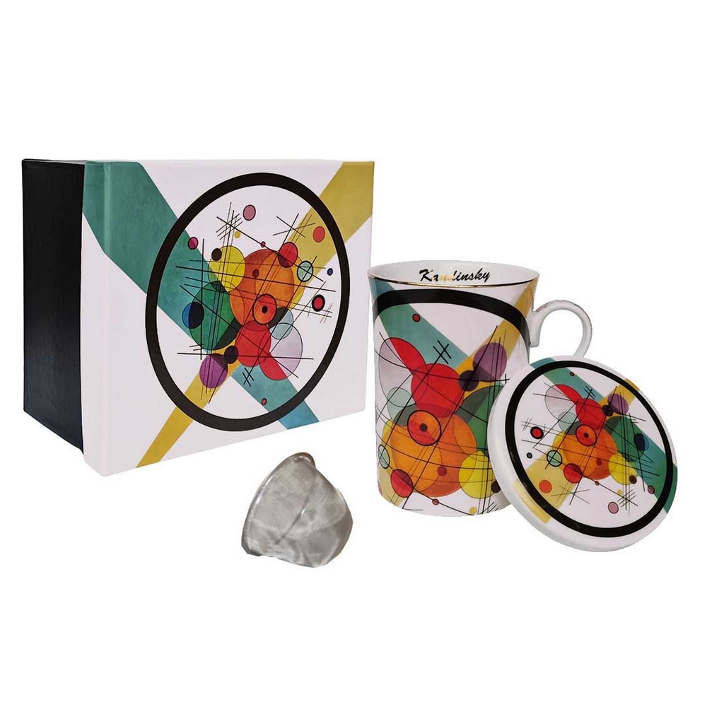 COFFRET MUG TISANIERE COLLECTION KANDINSKY CERCLES ENCERCLES 300ML - Photo N°1