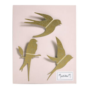 SET DE 3 HIRONDELLES METAL ASPECT LAITON