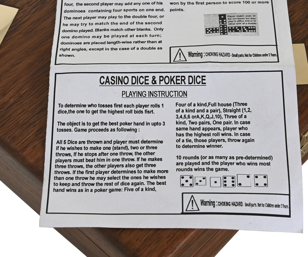 SET DE 4 JEUX DANS CAISSE BOIS DE SHEESHAM 21 X 17 X 4.5 CM - Photo N°6