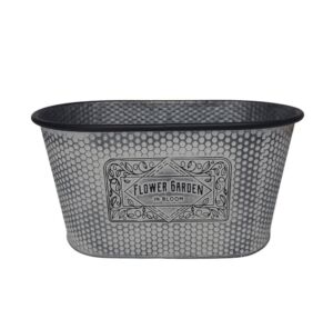 JARDINIERE CACHE POT EN METAL FLOWERS  et  GARDEN 35 X 20 X 18 CM