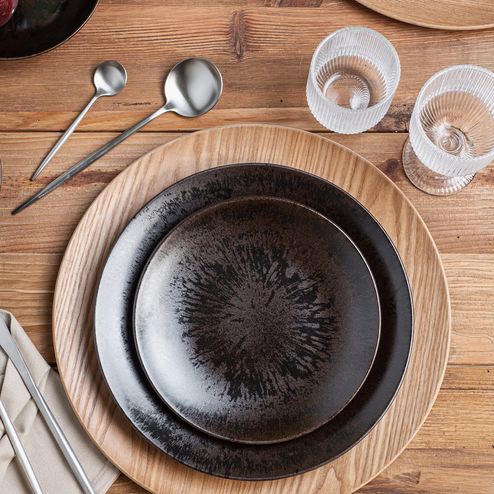 ASSIETTE DESSERT ONYX GRES MARRON 21 CM - Photo N°3