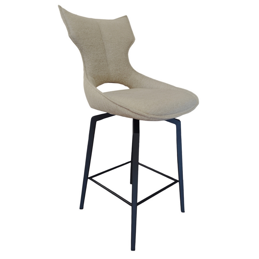 CHAISE HAUTE CAMILLE  PIEDS TUBULAIRE METAL NOIR TISSU BEIGE 102 X 46 X 62 CM - Photo N°6