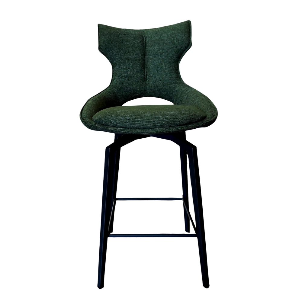 CHAISE HAUTE CAMILLE  PIEDS TUBULAIRE METAL NOIR TISSU VERT 102 X 46 X 62 CM - Photo N°2