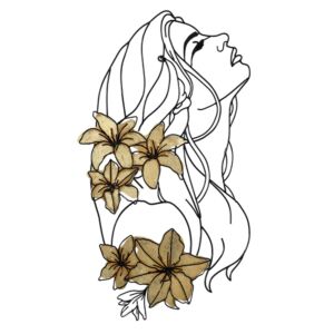 SCULPTURE MURALE EN METAL NOIR FEMME DE COTE  41 X 70 X 3.5 CM