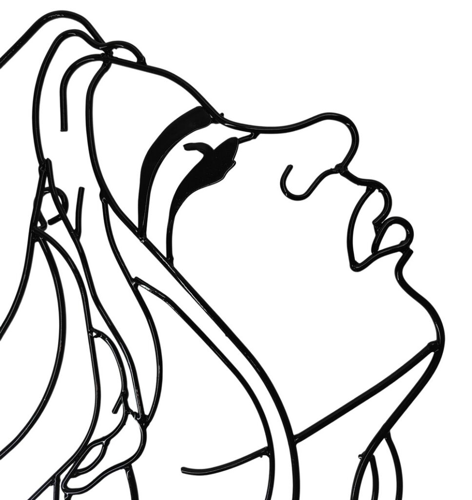 SCULPTURE MURALE EN METAL NOIR FEMME DE COTE  41 X 70 X 3.5 CM - Photo N°4