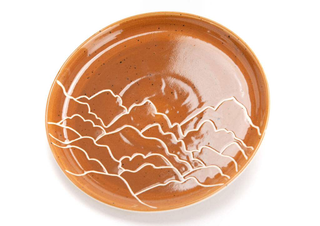 SET DE 6 ASSIETTES DESSERT SOMMETS GRES DECOR MONTAGNE 21 X 2 X 21 CM - Photo N°2