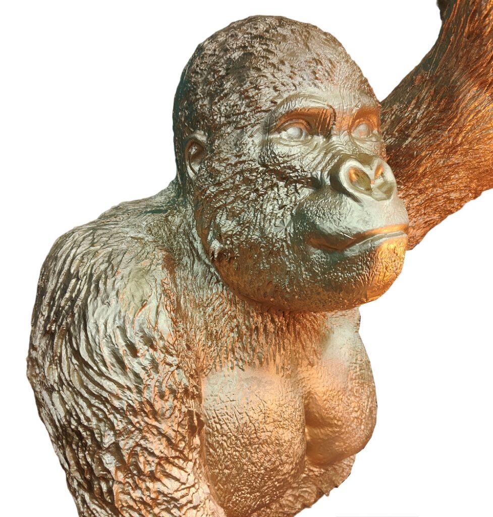 APPLIQUE GORILLE COULEUR DORE EN RESINE 46 X 40.5 X 100 CM - Photo N°6
