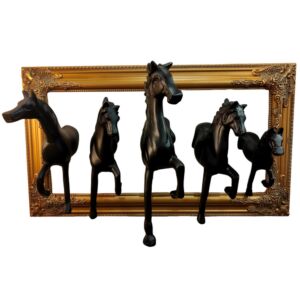 SCULPTURE TROUPEAUX DE CHEVAUX X 5 ALUMINIUM NOIR