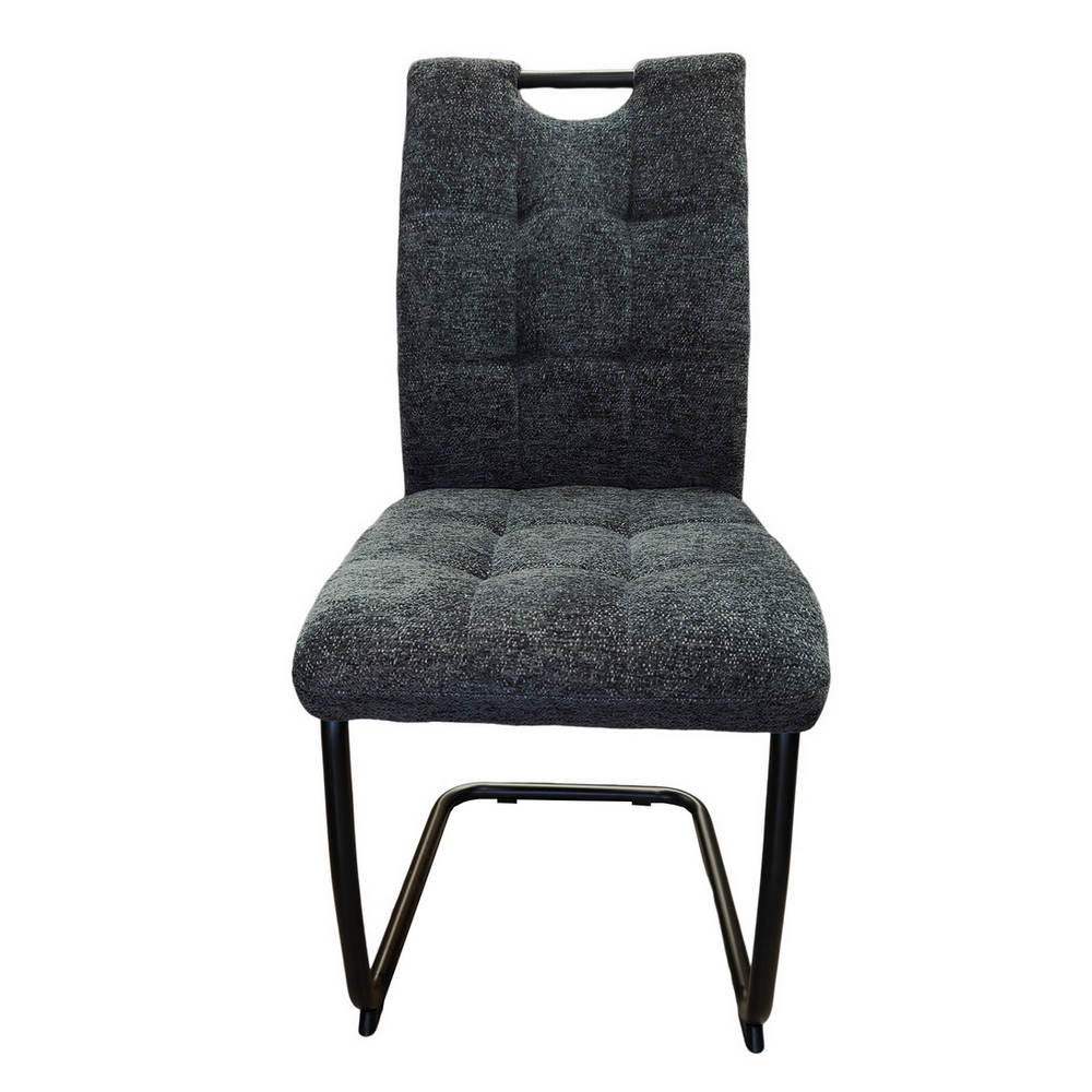 CHAISE TISSU ANTHRACITE MOUCHETE PIED LUGE 96 X 57 X 45 CM - Photo N°1