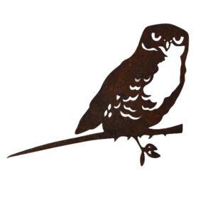 PIQUE D'ARBRE MODELE CHOUETTE EN METAL ROUILLE 22.5 X 18.5 CM