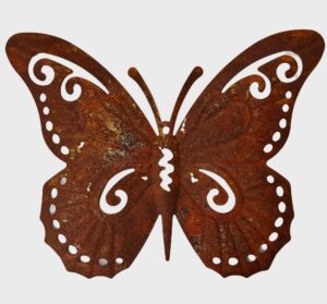 PAPILLON MURAL METAL EFFET ROUILLE 24 X 3 X 18 CM
