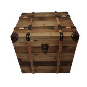 MALLE CARREE BOIS RECYCLE  41.5 X 35.5 X 41 CM