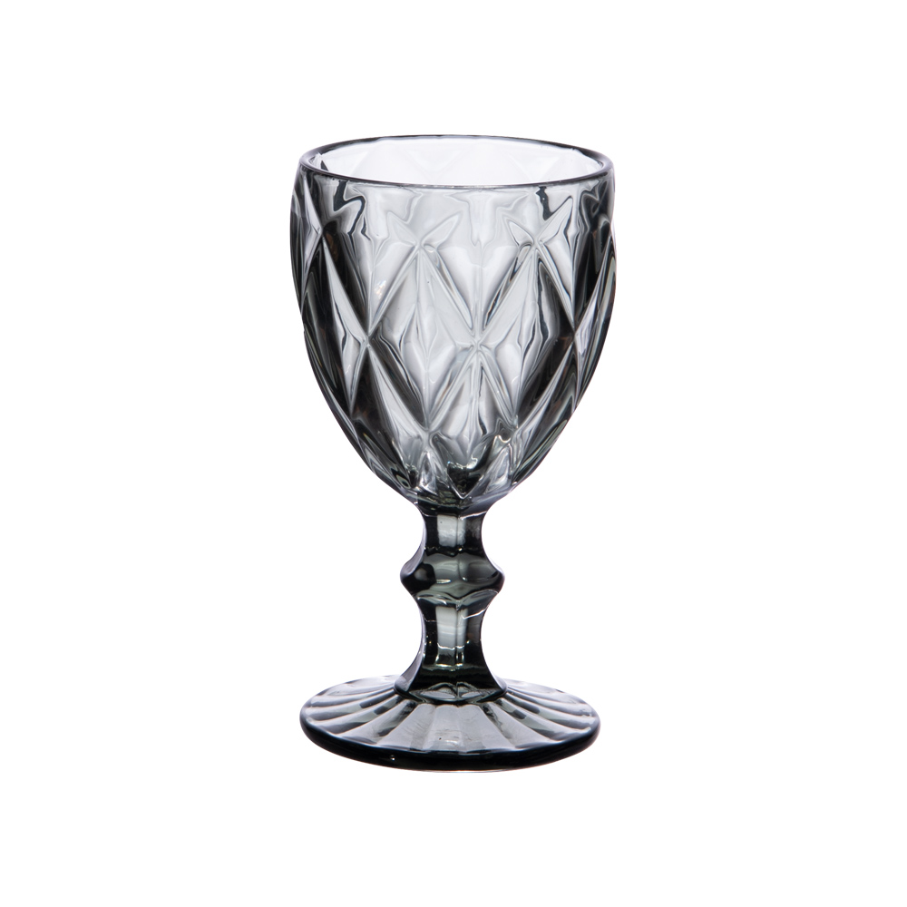 BOITE DE 6 VERRES A PIED 25 CL DIAMOND GRIS - Photo N°1