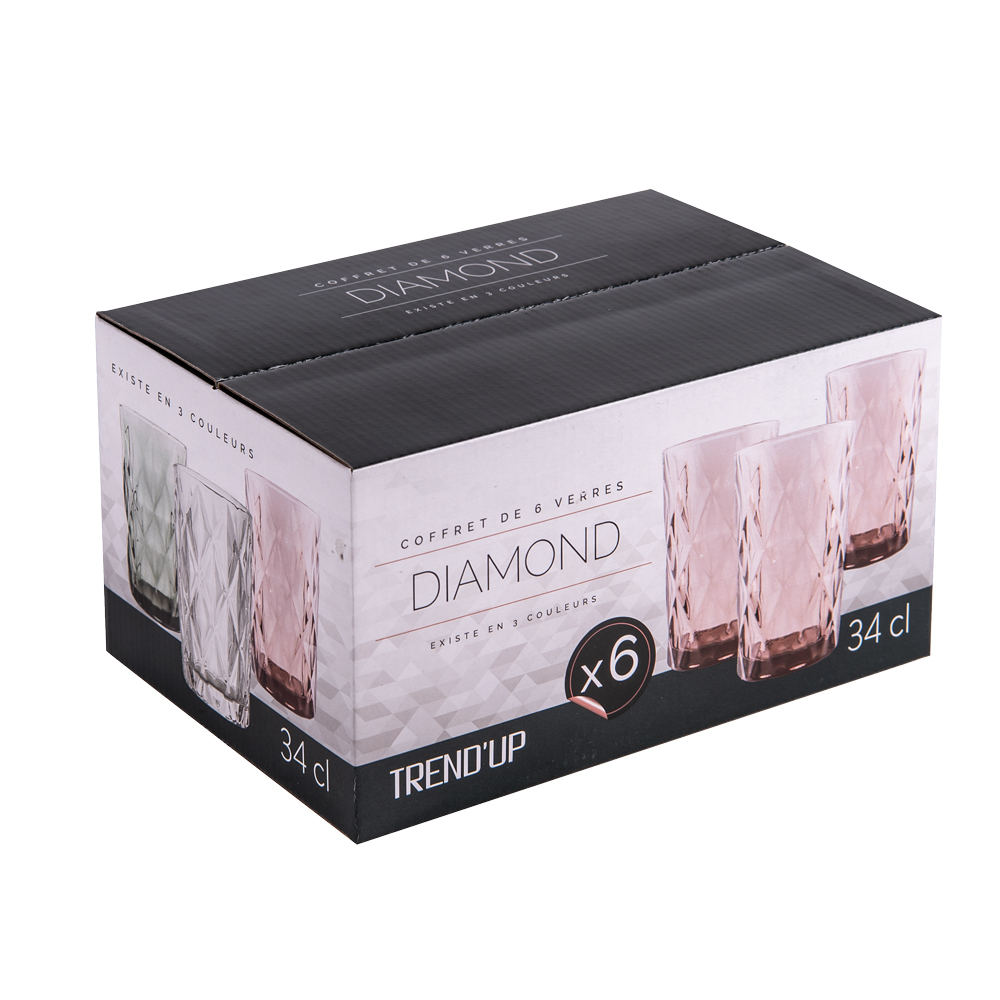 BOITE DE 6 GOBELET HAUT 34 CL DIAMOND vGRIS - Photo N°2