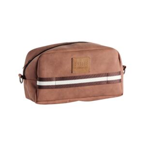 TROUSSE TOILETTE PURE  et  NATURE TISSU EFFET CUIR MARRON 33 X 15 X 12 CM