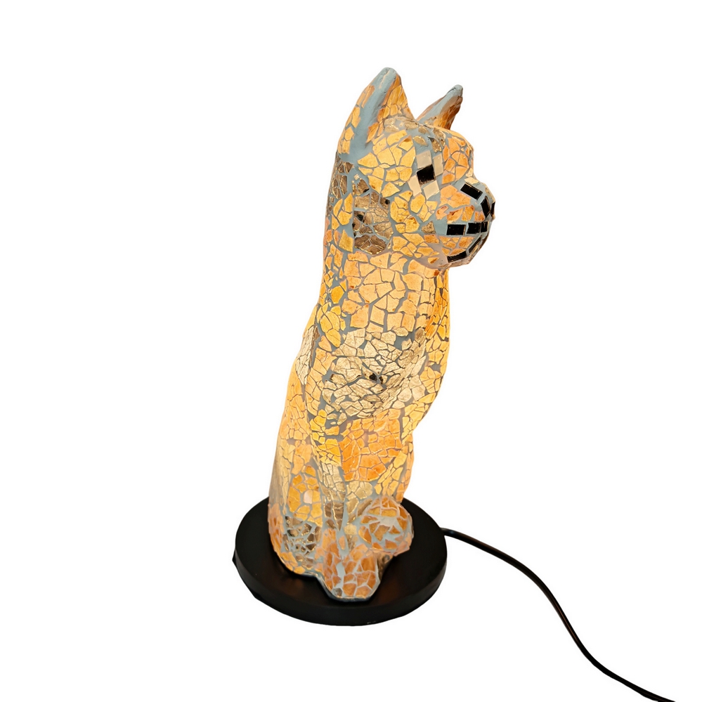 LAMPE CHAT GOLD A POSER MOSAIQUE DE VERRE 30 CM - Photo N°4