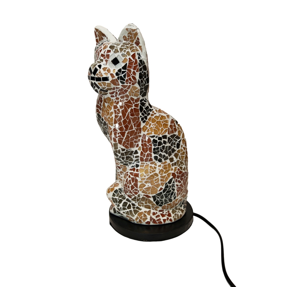 LAMPE CHAT GOLD A POSER MOSAIQUE DE VERRE 30 CM - Photo N°3