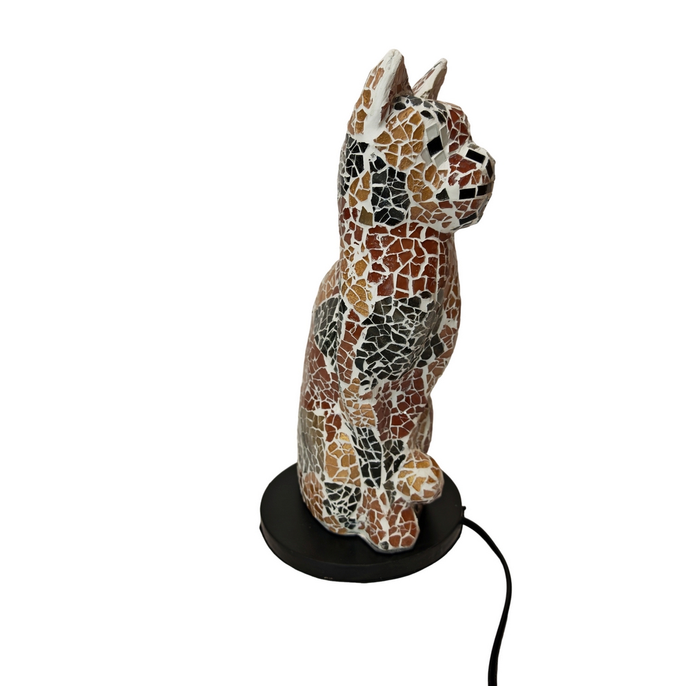 LAMPE CHAT GOLD A POSER MOSAIQUE DE VERRE 30 CM - Photo N°2