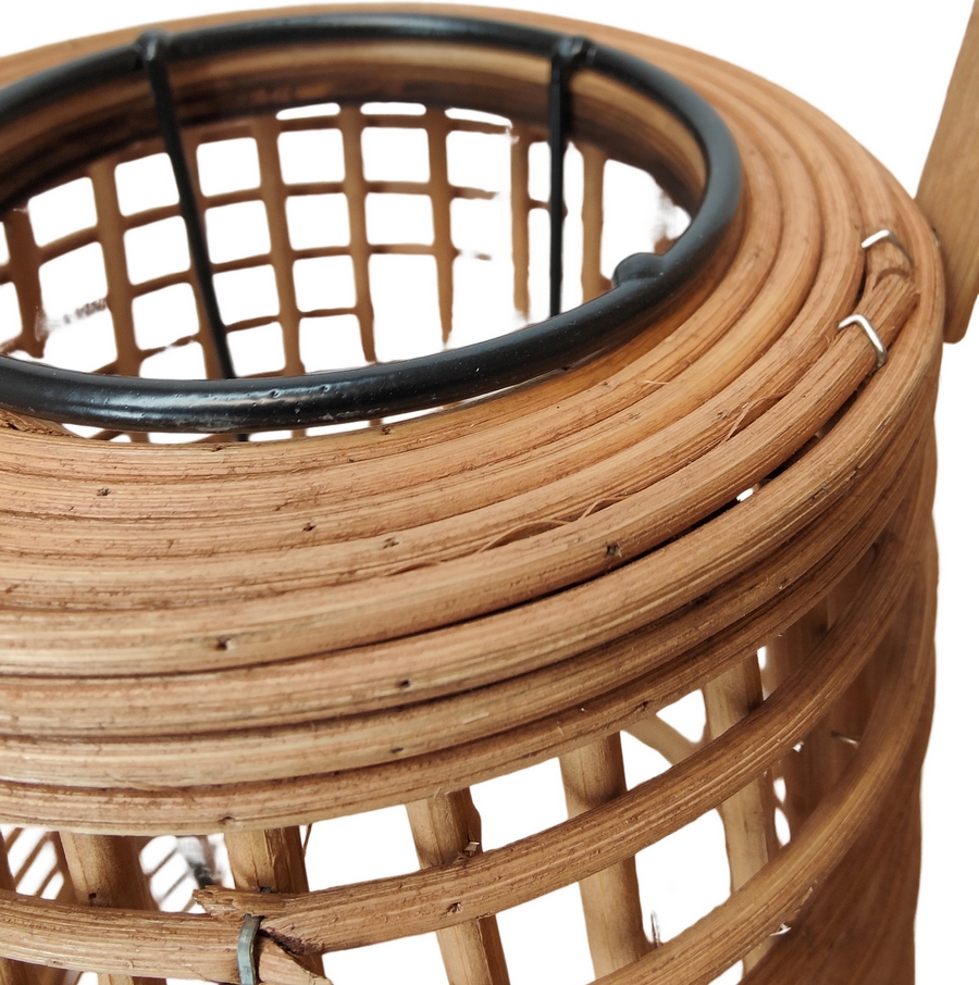 LANTERNE BOUGEOIR EN ROTIN TON MIEL ANSE RIGIDE 25 X 41 CM - Photo N°4