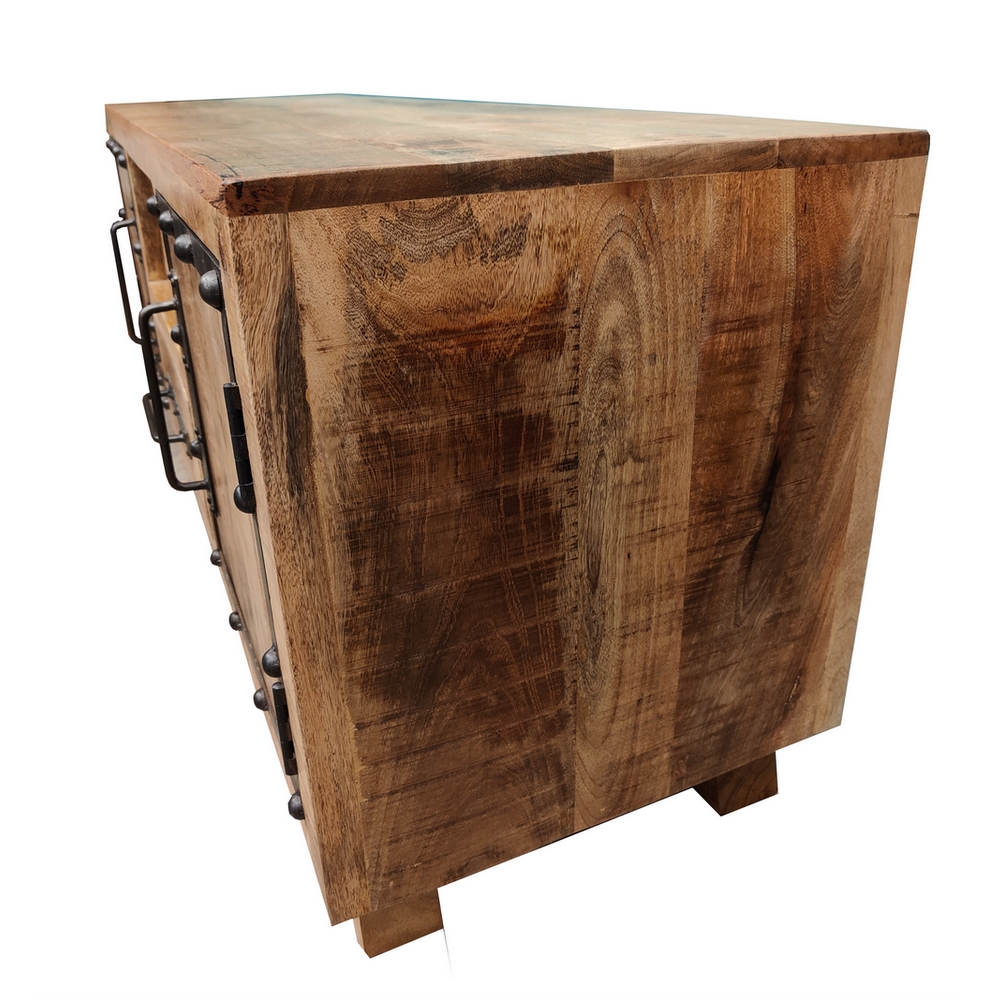 MEUBLE TV MANGUIER ET METAL 2 PORTES 150 X 45 X 60 CM - Photo N°5