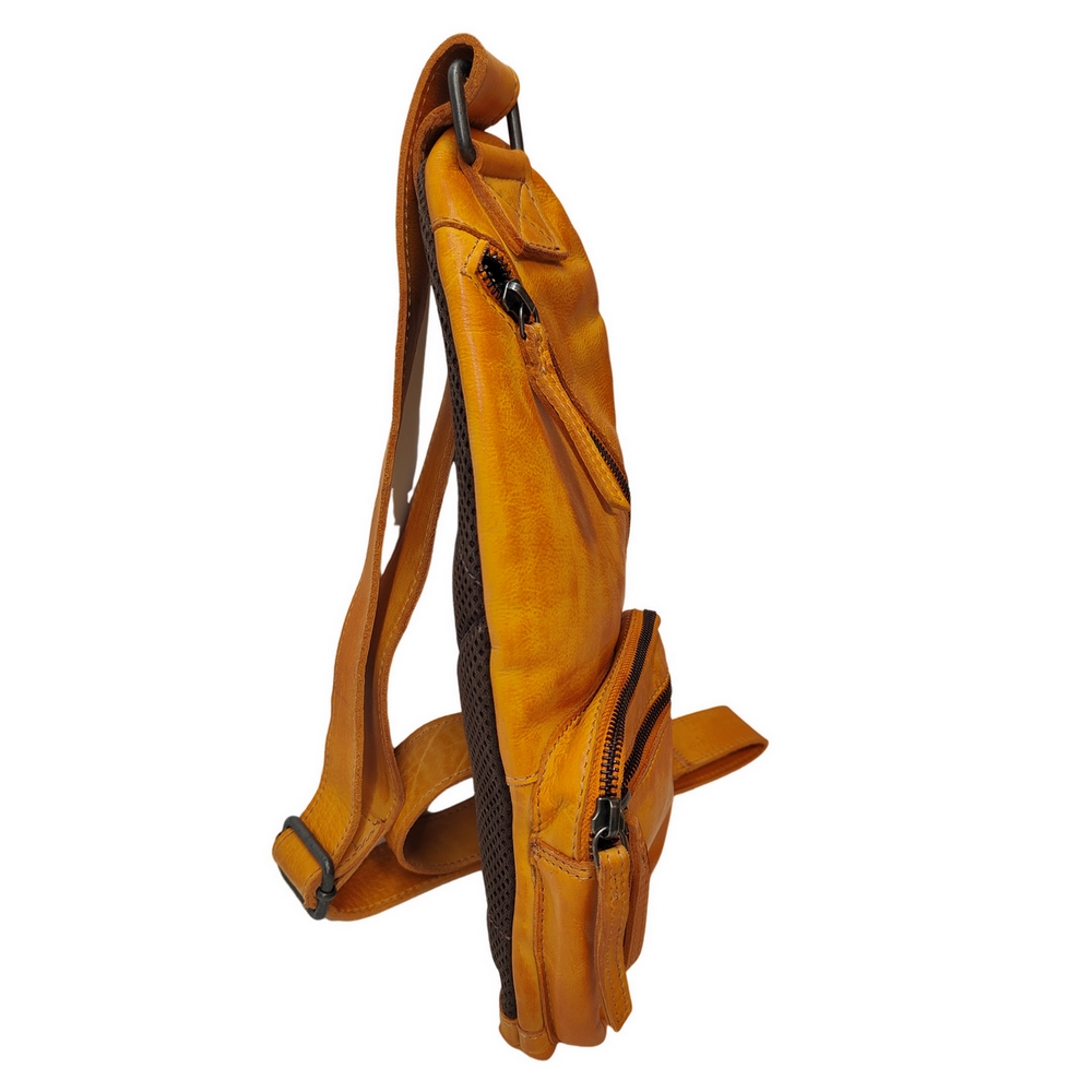 LE SAC BANDOULIERE STONE DE MORGADO PIEL EN CUIR MOUTARDE 17 X 34 X 6 CM - Photo N°2