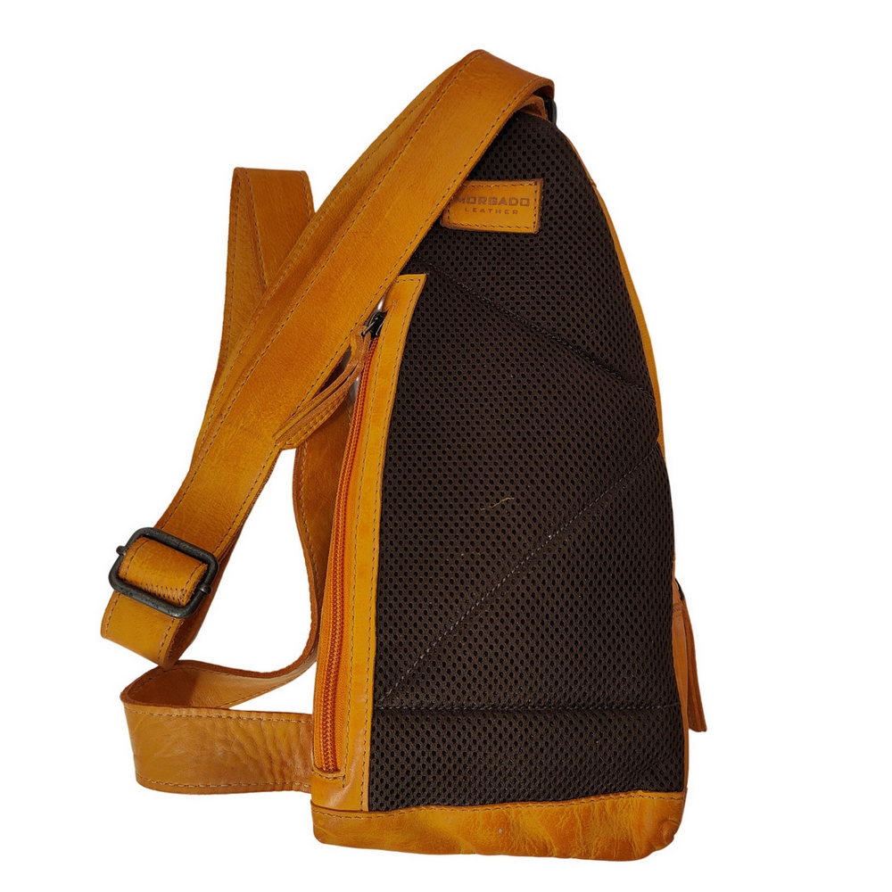 LE SAC BANDOULIERE STONE DE MORGADO PIEL EN CUIR MOUTARDE 17 X 34 X 6 CM - Photo N°3
