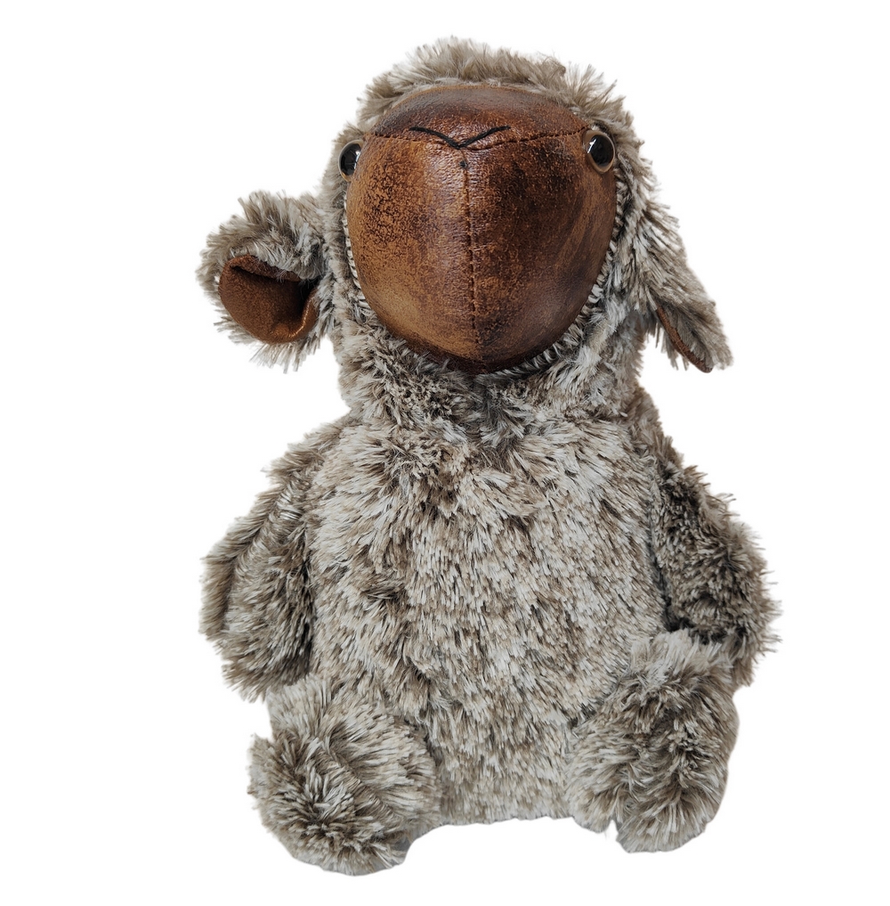 BLOQUE PORTE MOUTON SIMILI CUIR ET PELUCHE GRISE  23 X 28 X 20 CM - Photo N°6