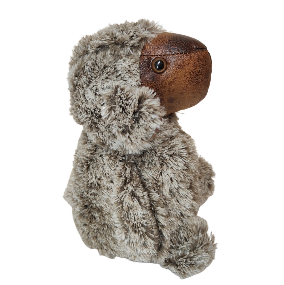 BLOQUE PORTE MOUTON SIMILI CUIR ET PELUCHE GRISE  23 X 28 X 20 CM - Photo N°5