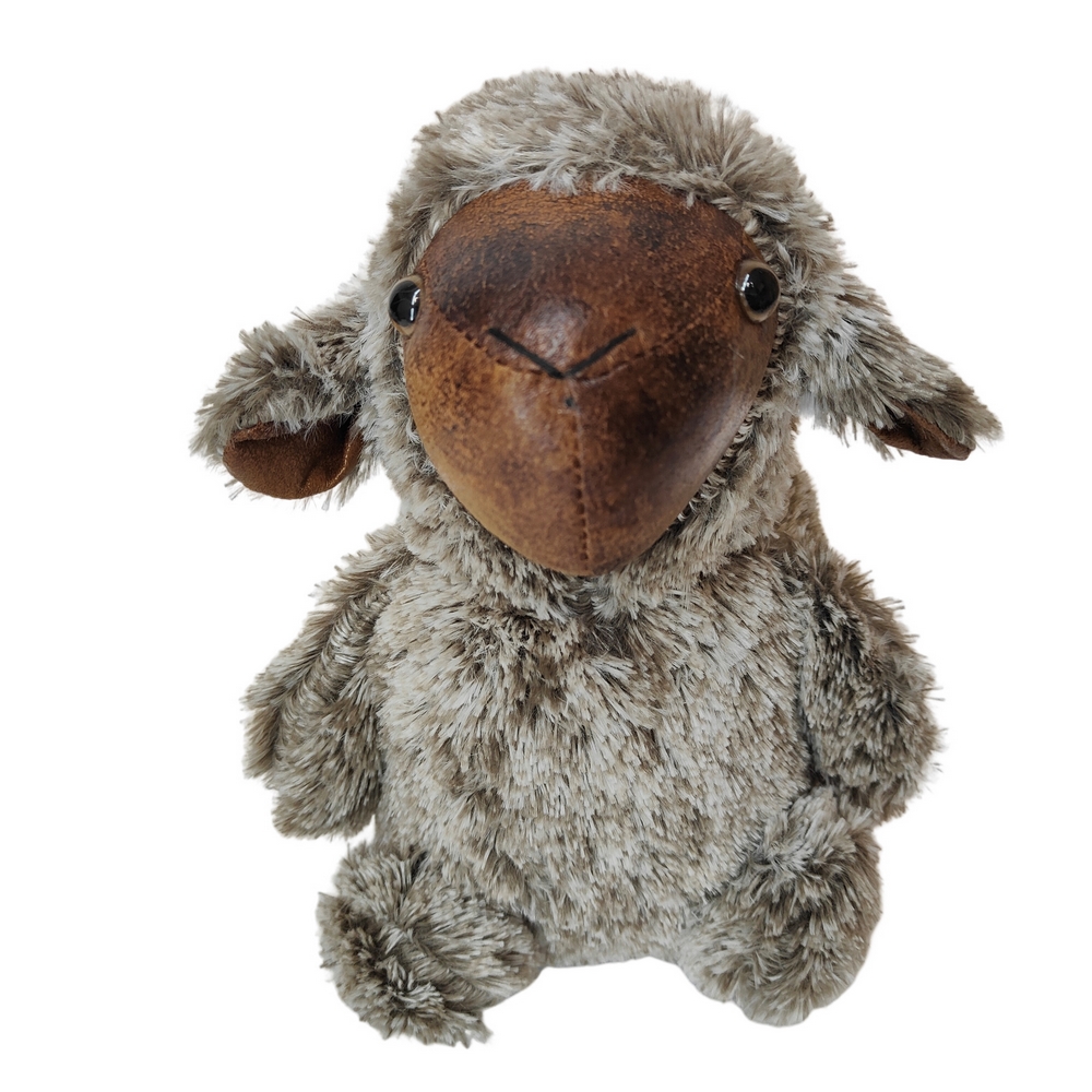 BLOQUE PORTE MOUTON SIMILI CUIR ET PELUCHE GRISE  23 X 28 X 20 CM - Photo N°3