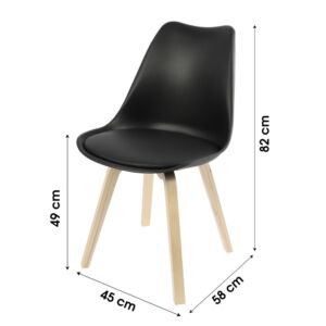 CHAISE EMY COQUILLE PVC ASSISE MATELASSEE 45 X 82 X 58 CM NOIR